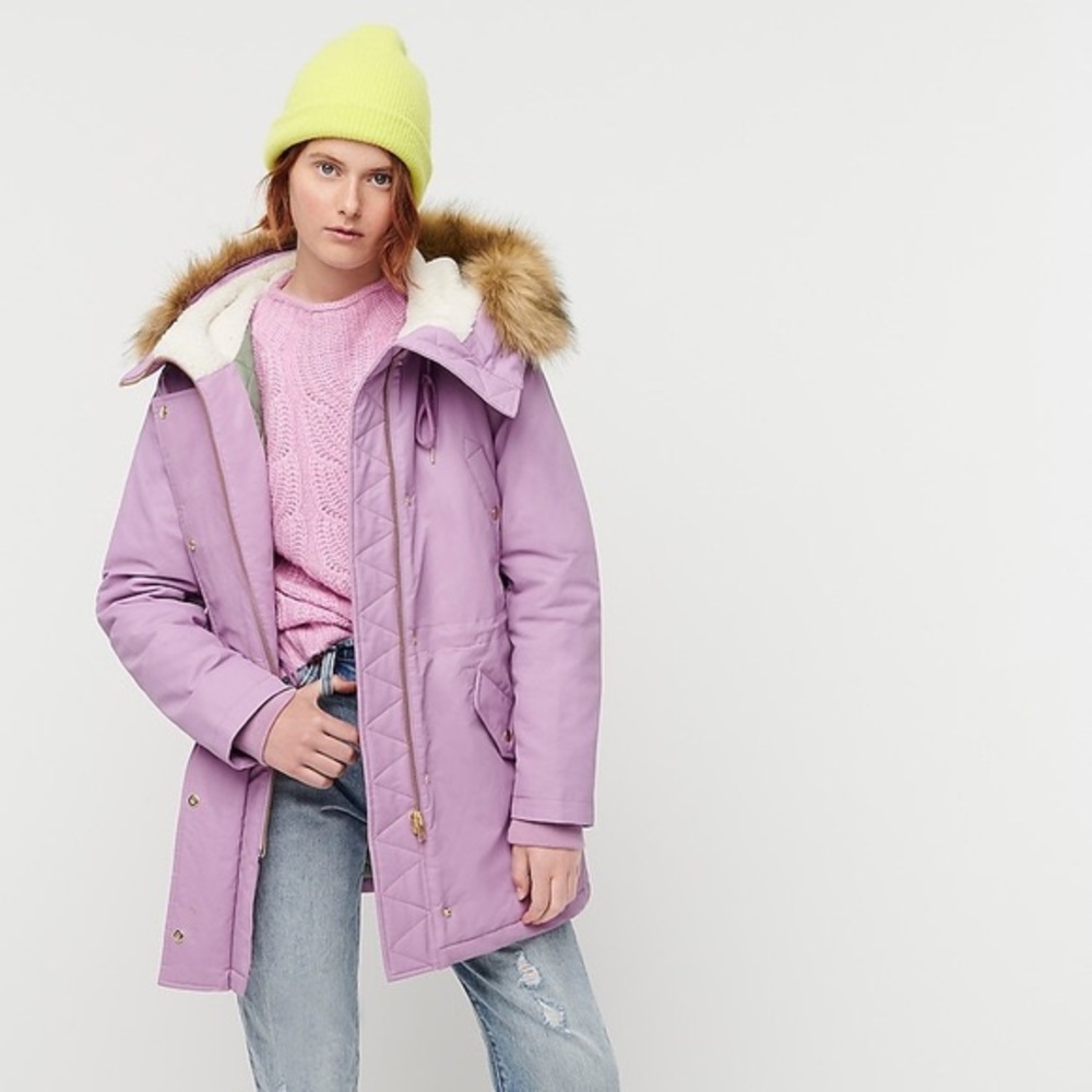 J. crew muted orchid Primaloft Collection parka